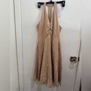 Pact One-Shoulder Tan Midi Dress